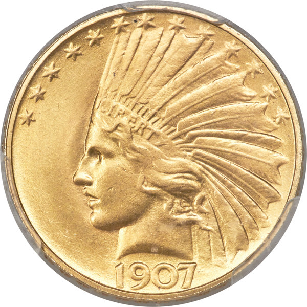 1907 moneda rara de oro indio 50 piezas