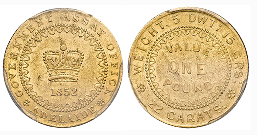 Moneda oro australiana 1852 Adelaide Pound